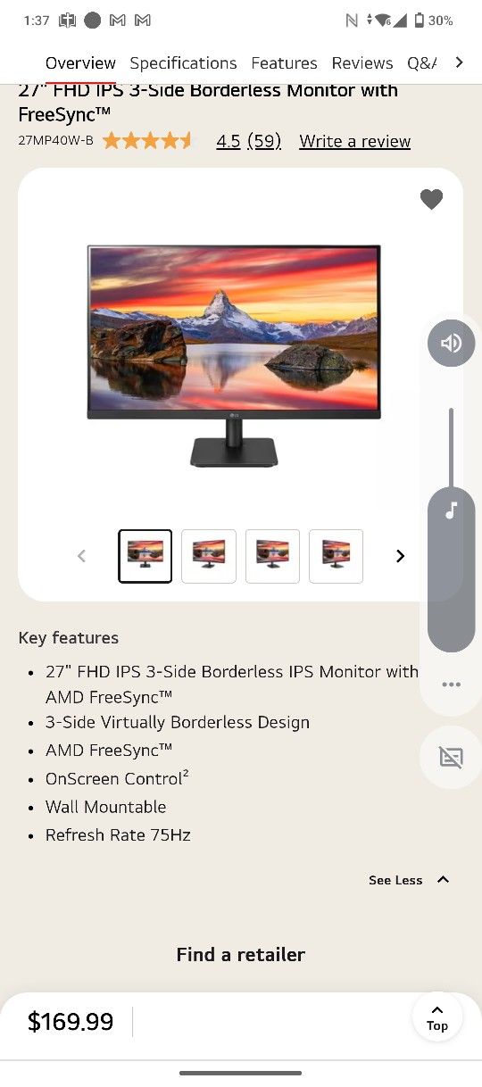 27 In LG Monitor Like New