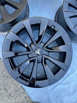Tesla model 3 rims 19” OEM Factory Wheels Rines new gloss black powder coated ( exchange available )( Cambio Disponible ) fits Tesla model 3 Tesla mo