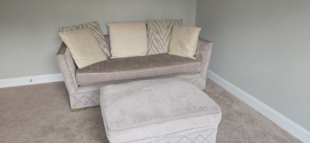 2-3 Seater Sofa With Ottoman And Pillows