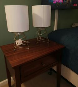 Modern Gold Geometric Table Lamps – Set of 2