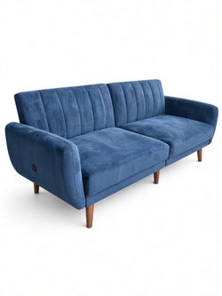 Blue Velvet Futon Sofa