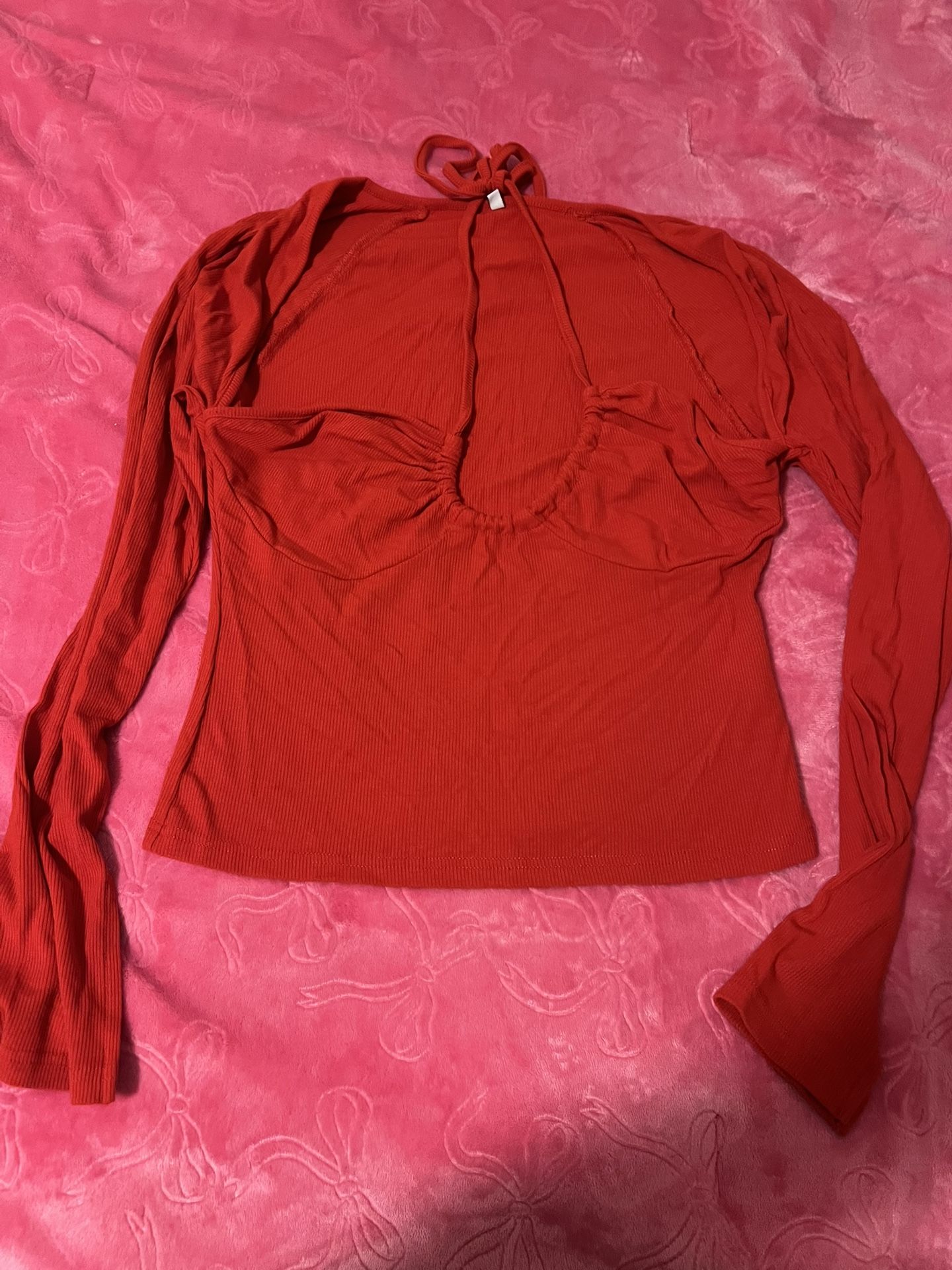 red halter long sleeve