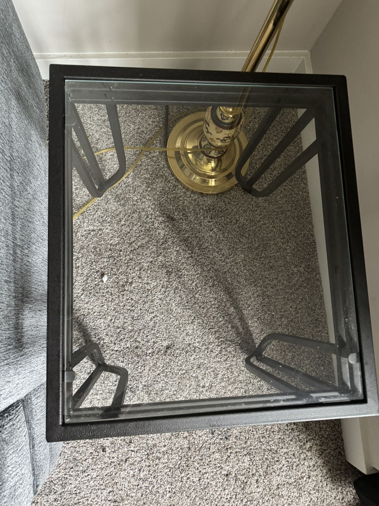 🖤 3-Piece Modern Glass-Top Table Set – Black Frame (Matching Side & Coffee Tables)