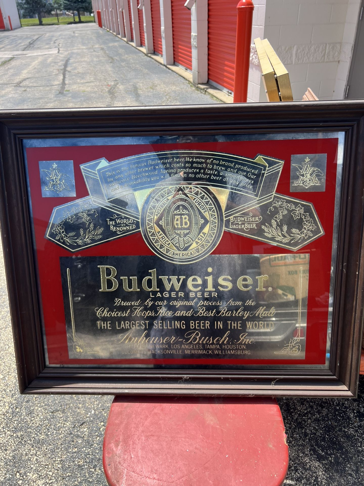 BUDWEISER VINTAGE BAR MIRROR HUGE 26X18 NICE CONDITION GREAT MAN CAVE ITEM