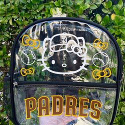 Brand New MLB San Diego Padres Hello Kitty Clear Plastic Backpack. Stadium Approved. 