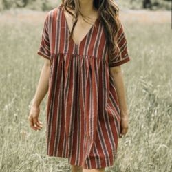 Listicle Boho Striped Print Babyboll Tunic Dress