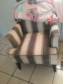 Grey vanilla strip arm chair