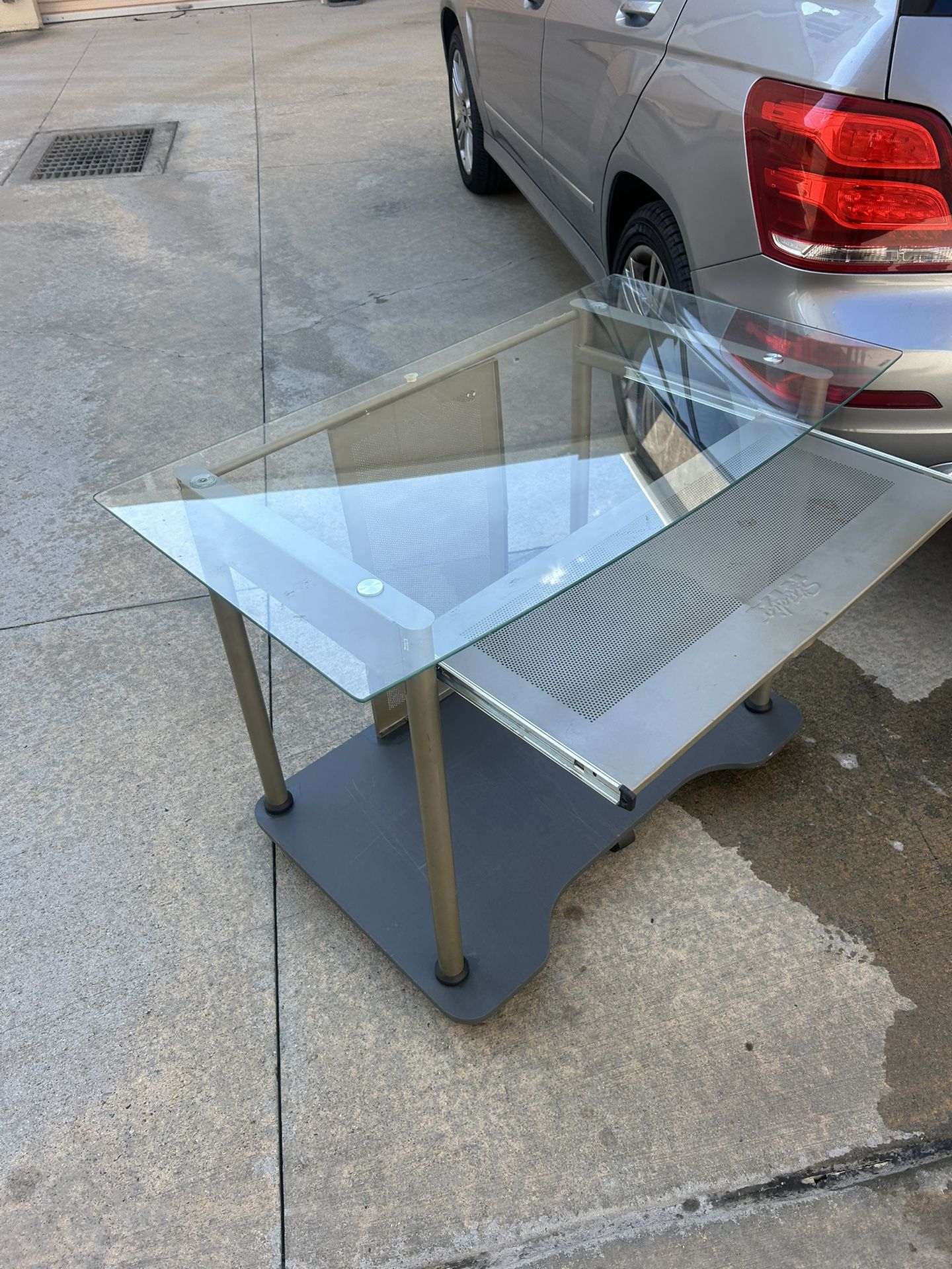 Rolling Computer Desk Glass 42l 24w 30h