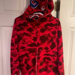 BAPE Color Camo Shark Full Zip Hoodie 'Red'