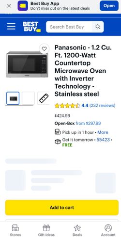 Panasonic - 1.2 Cu. Ft. 1200-Watt Countertop Microwave Oven with Inverter Technology