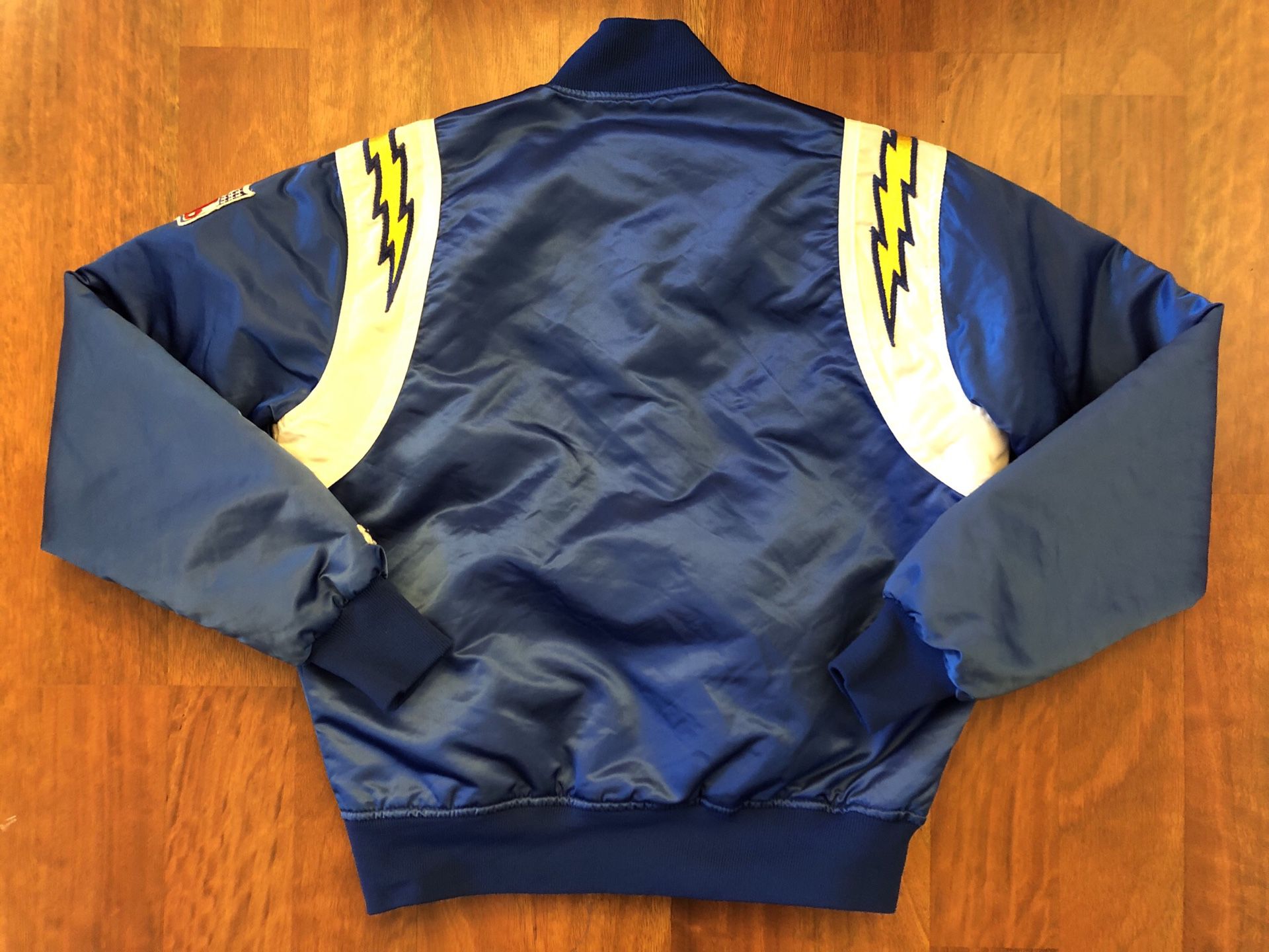 Men's Los Angeles Chargers Starter Navy/Powder Blue Prime Time Twill Satin  Varsity Full-Snap Jacket
