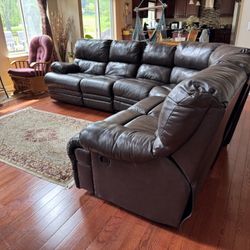 Brown L Shaped Recliner Sectional Couch