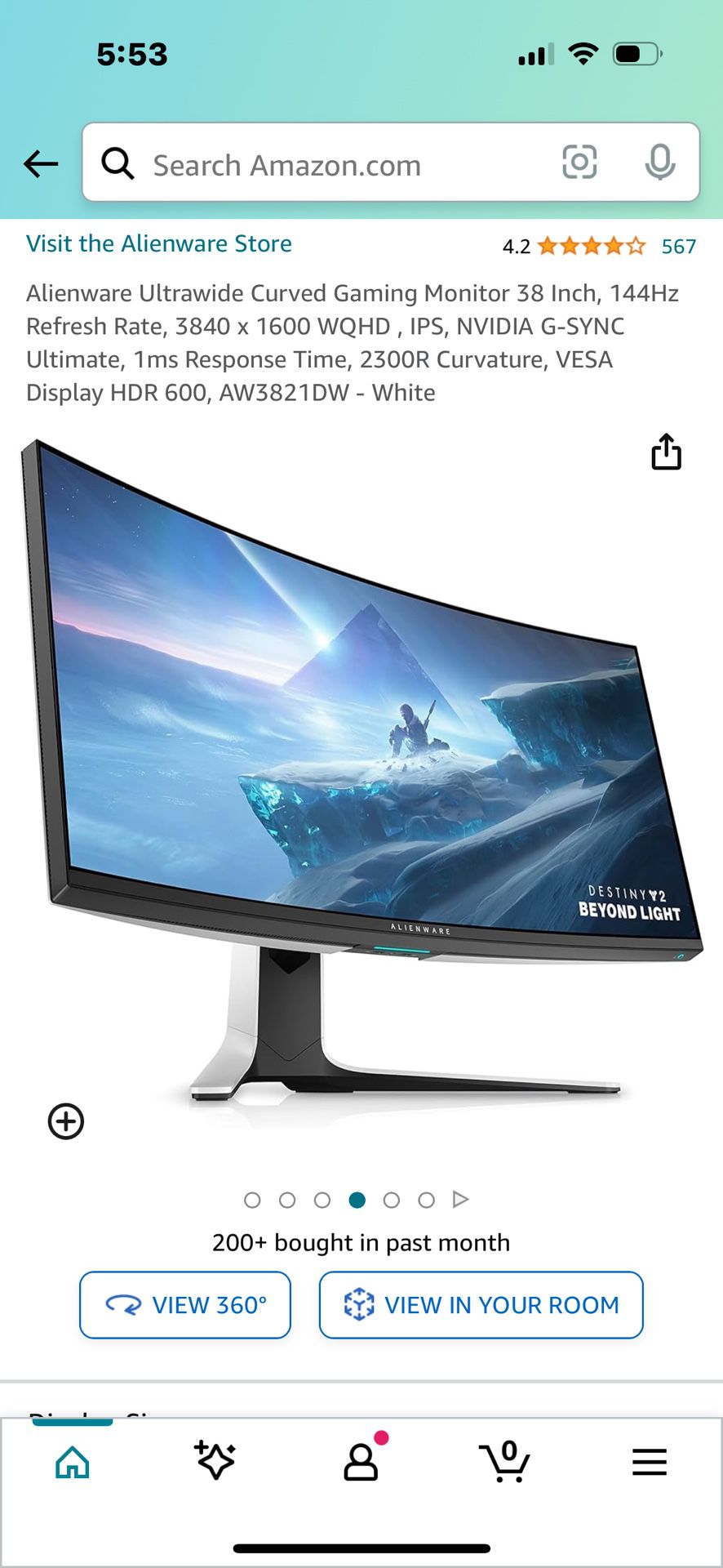Dell Alienware 38” Ultrawide Monitor AW3821DW