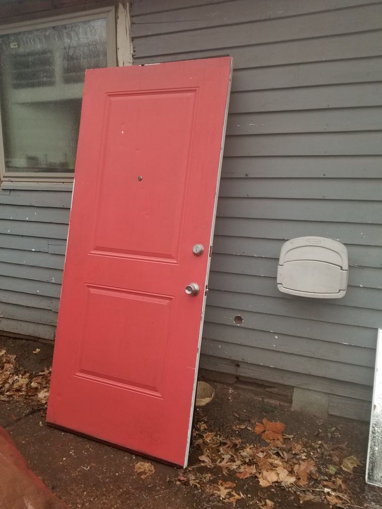 Red Aluminum Exterior Door