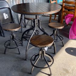 What Polished Souls Rise And Lower Wood Polish Table, Rise And Lowers Four Stools