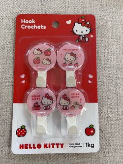 Brand New MINISO Hello Kitty Adhesive Wall Hooks (4 Pack)