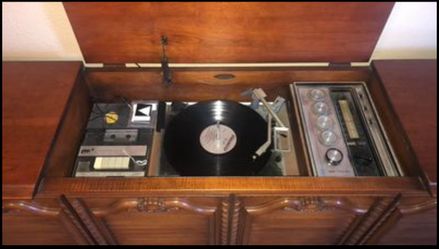Antique Radio Console / Record player / Cassette Player/ Connection For Auxiliary