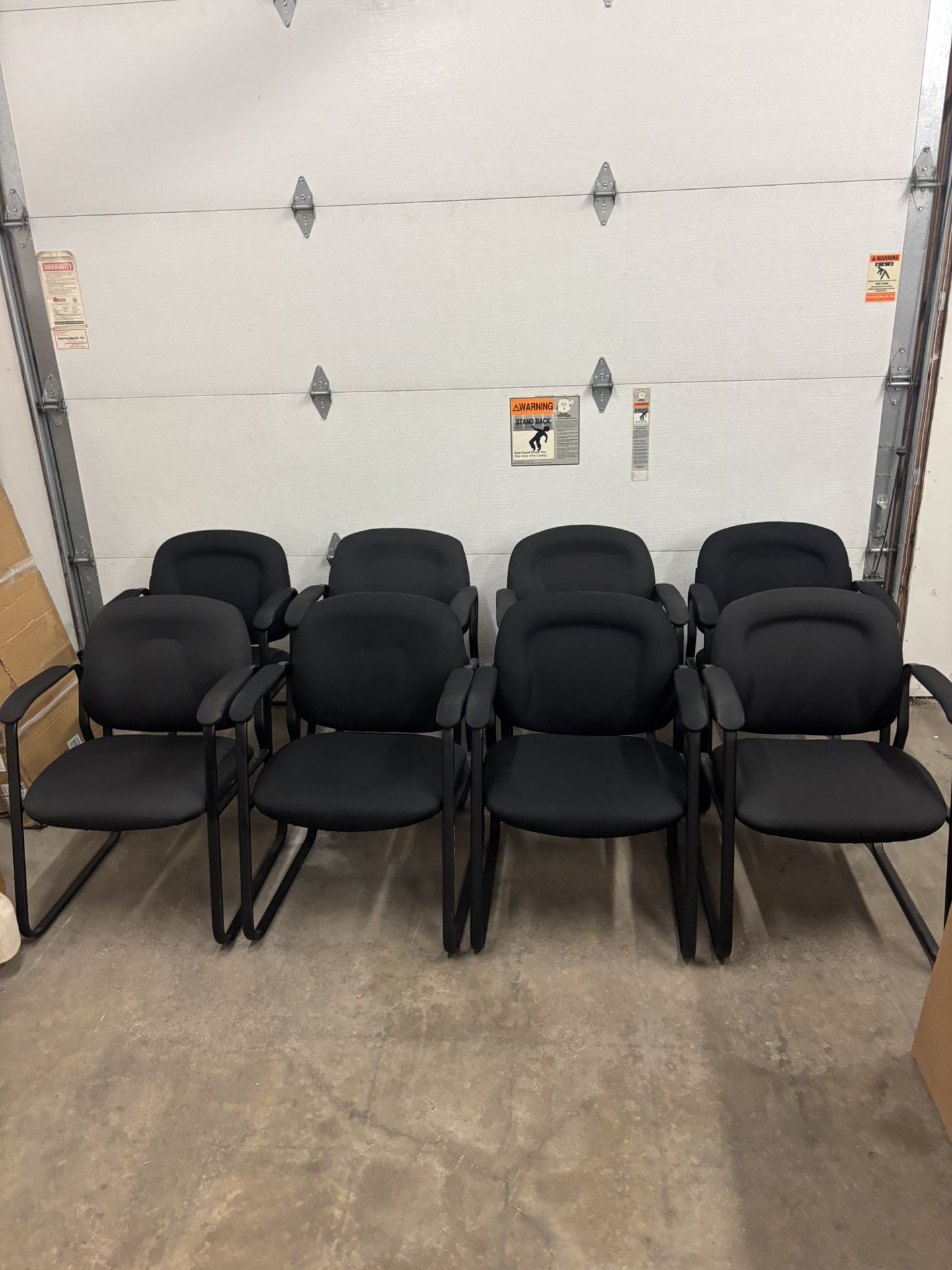 Set of 8 Black Office Arm Chairs