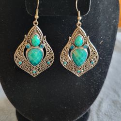 Turquoise And Silver Earrings 