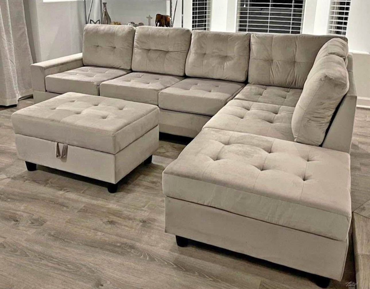 New Sectional With Ottoman In Box 📦 Buy Now Pay Later $39 Down No Credit Needed