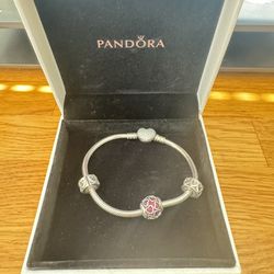 Very Nice Pandora Bracelet with 3 Charms