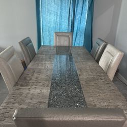 Modern Stone Gray Dining Table Set + Coffee & End Tables