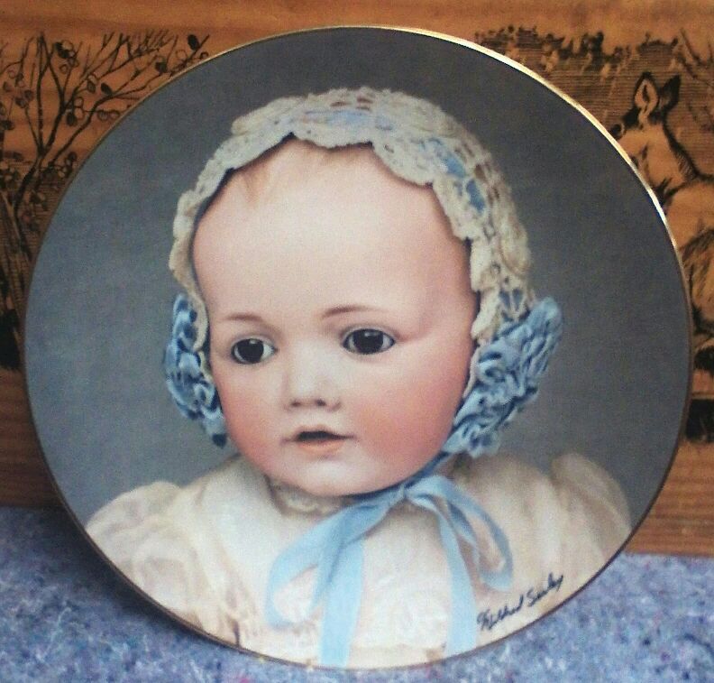 2 Collectible numbered doll plates. Gold rims by Mildred Seeley 1982.