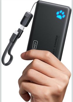 45W Fast Charging Portable Charger, 40% Smaller 10000mAh with Detachable Cable, Flight-Safe Travel Power Bank, USB C External Phone Battery Pack for i