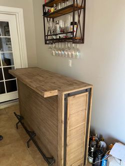 Classic Wood Warm Oak Finish with Wine rack