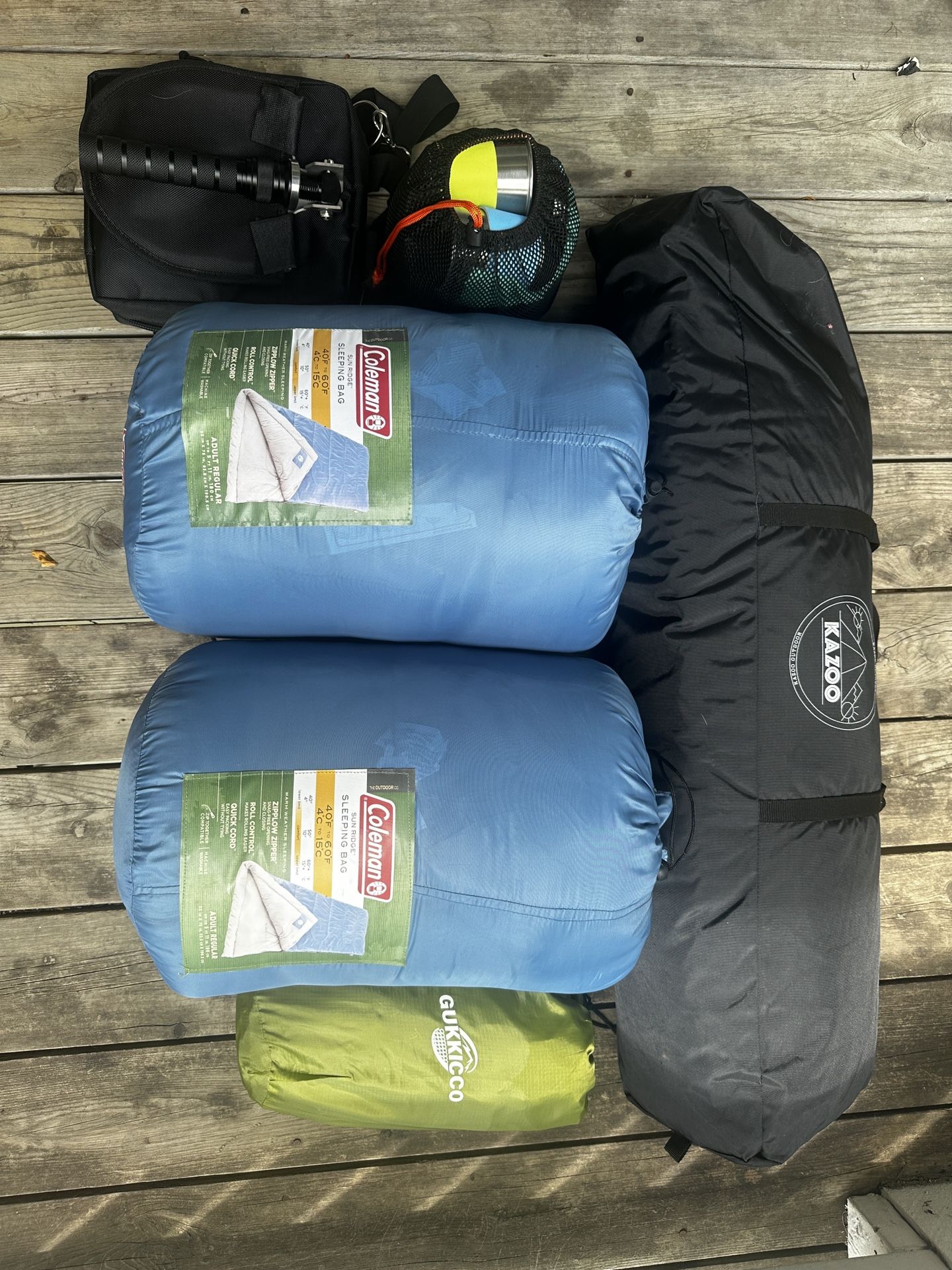 Full Camping Set - Tent + 2 Sleeping Beds + Air Mattress + Survival Kit + Cooking Set
