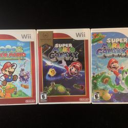 Nintendo Wii Video Game Lot of 3(SUPER PAPER MARIO SUPER MARIO GALAXY 1 & 2)