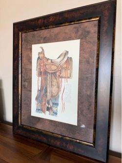 Limited Edition Framed Print By Mary Beth Zeitz “Handtooled Saddle" Cowboy Southwestern Decor Art