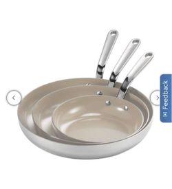 Tramontina 3-piece Tri-Ply Clad Stainless Steel Ceramic Nonstick Fry Pan Set