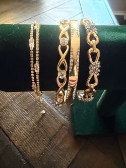 Gold-Tone Crystal Bracelet Set of 4