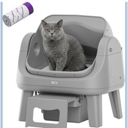 New-PetPivot Open Top Self Cleaning Cat Litter Box, Automatic Litter Box with 7 Pairs of Safety Sensors, Anti-Pinch Protection and Easy Access Step fo