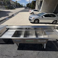 Three (3) Compartment Sink With side Boards