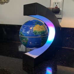 Magnetic Levitation Floating 3” Globe World Map with C Shape LED Desk Light
