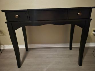 Black Wood Vanity Desk with Drawers