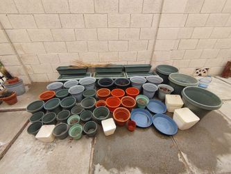 Assorted planter pots for plants. From 4 inch to 24 inch diameter.