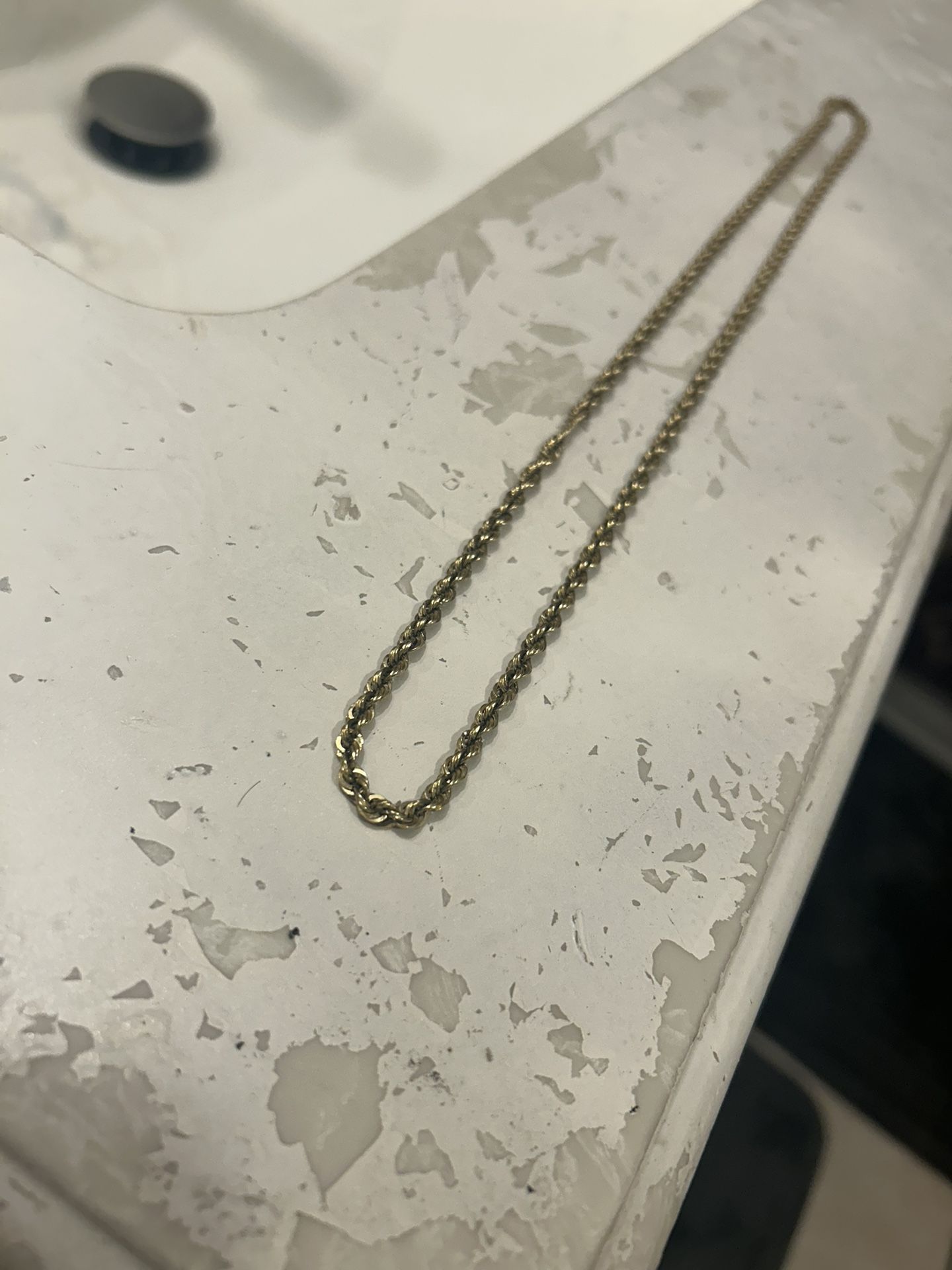 10k Hallow Gold 24in Rope Chain 