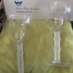 4 Wells “Sunset Palm Collection “ Margarita glasses.