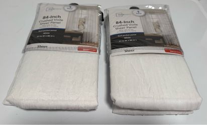 2 Mainstays Crushed Voile Sheer Curtain Panels, White, 51” x 84”
