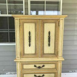1970's Stanley Heavy All Wood Antique Armoire Dresser 