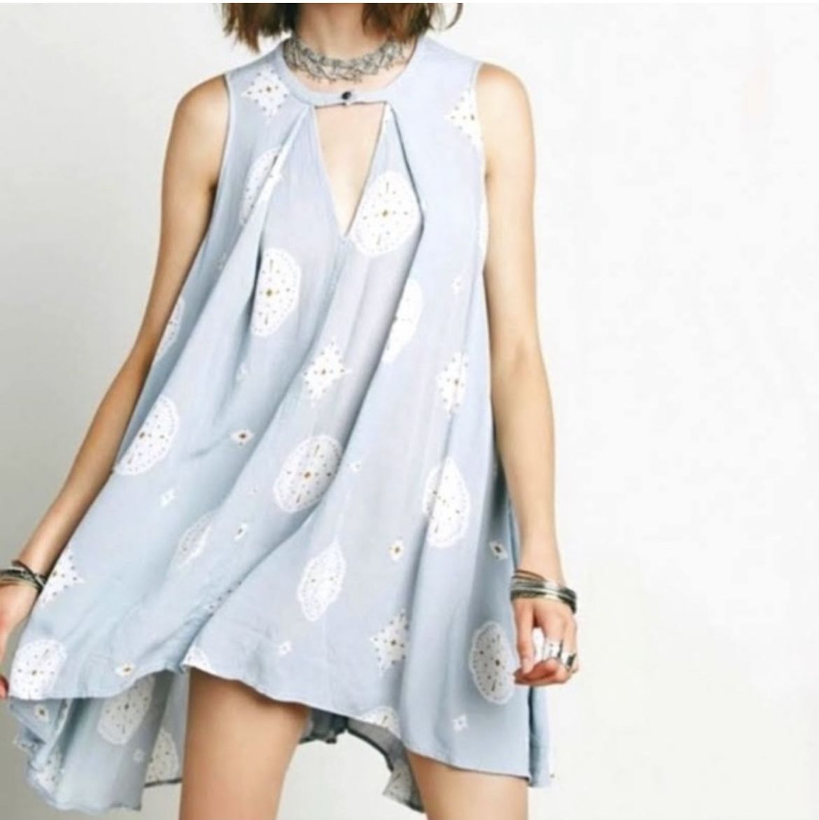 Free People Tree Swing Medallion Tunic Dress - Size Small