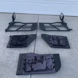 Jeep Wrangler For 07-18 JK 4 Door Front+Rear Side Tube Doors, Side Mirrors and Rear Tail Gate