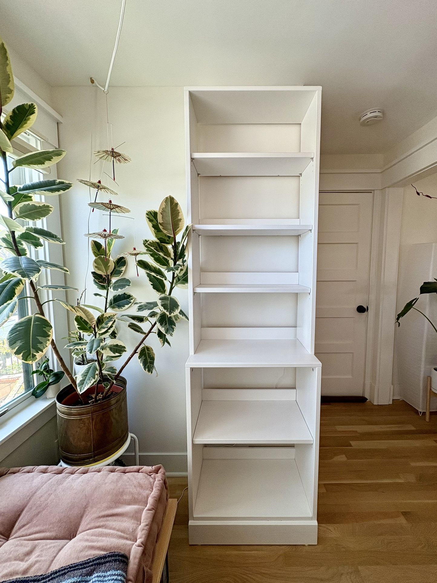 Solid Wood White Tall Bookshelf Bookcase