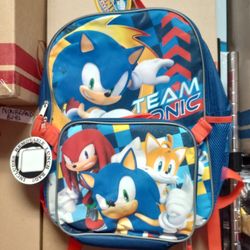 SONIC THE HEDGEHOG BACKPACK WITH DETACHABLE LUNCH BAG 16 INCHES TALL 