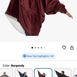 Sherpa Lined Microfiber Fleece Wearable Blanket, Oversized Design with Hood and Pocket from Shark Tank 