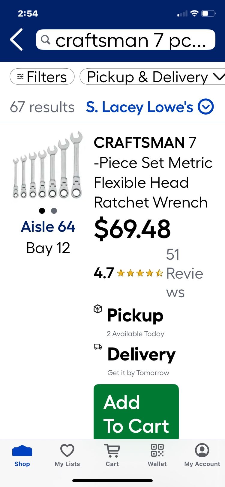 New Craftsman 7 Pc Wrench Set