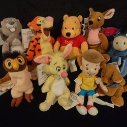 9 New Disney plush bean bag Winnie the Pooh set